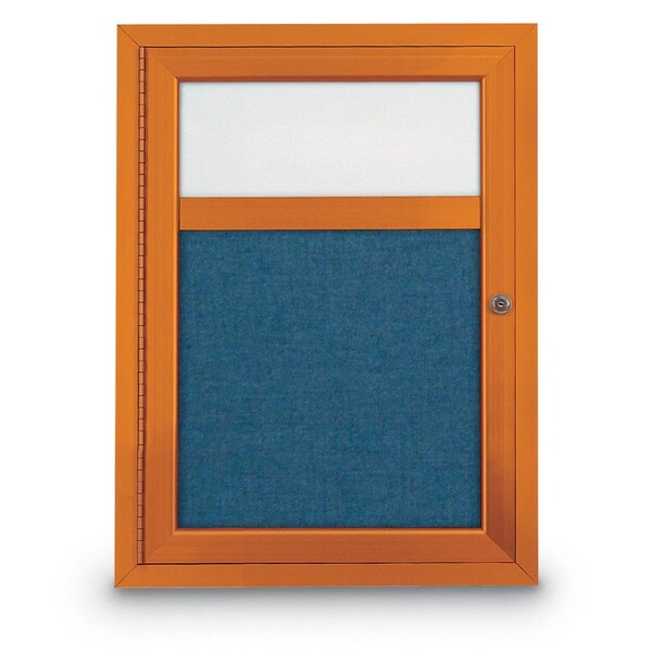 Slim Enclosed Corkboard, 30"x30", Black Alum Frame/Medium Grey